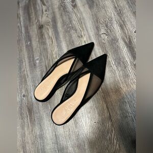Zara Black Mesh Pointed Mules